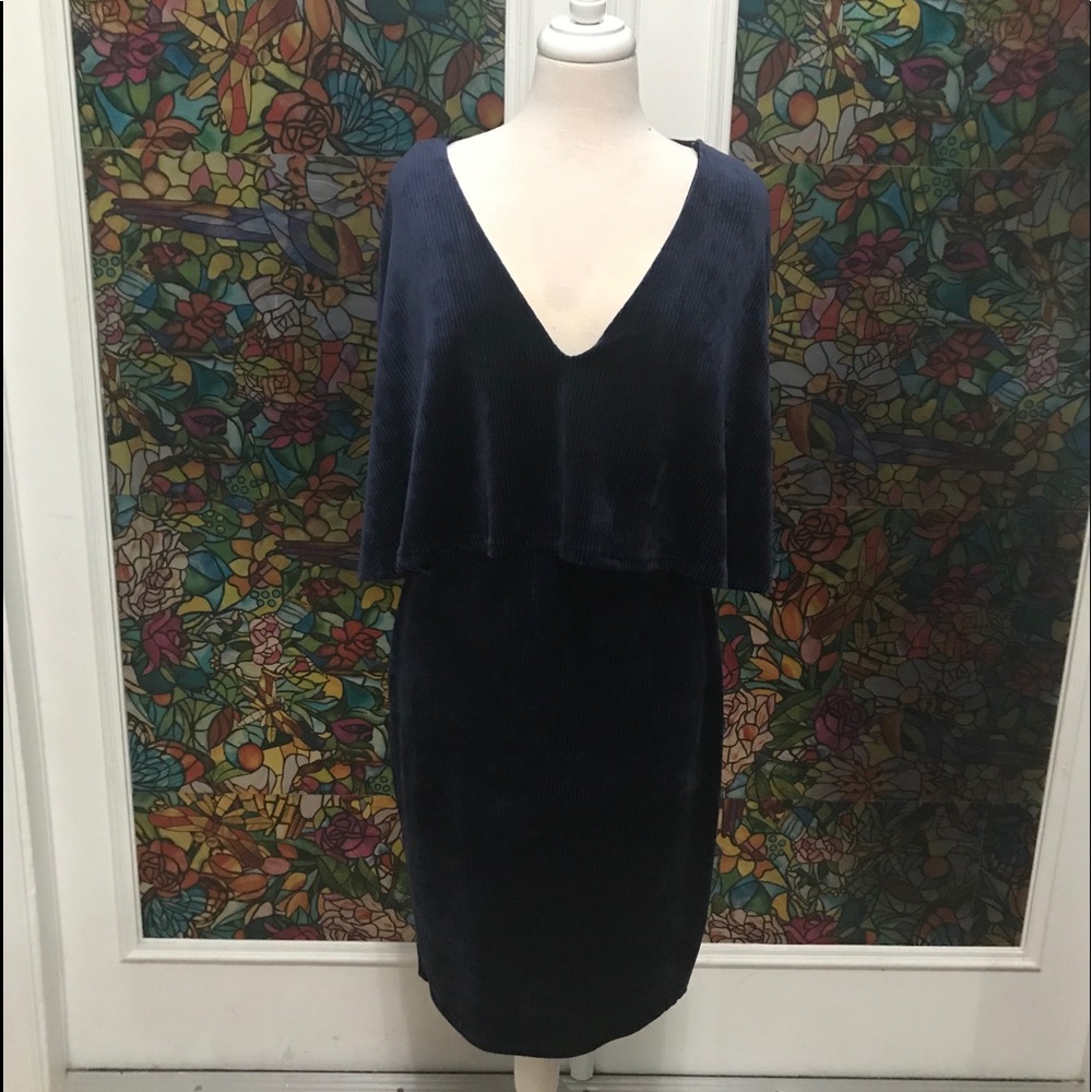 Navy Blue dress size velvet polyester spandex XL